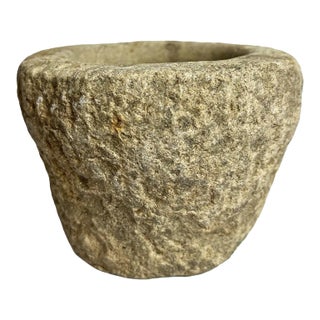 Vintage Small Rustic Outdoor/Indoor Granite Decorative Bowl For Sale