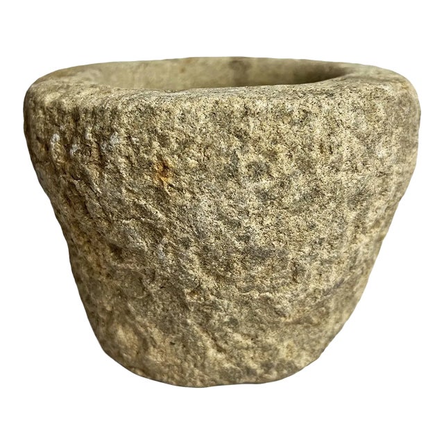 Vintage Small Rustic Outdoor/Indoor Granite Decorative Bowl For Sale