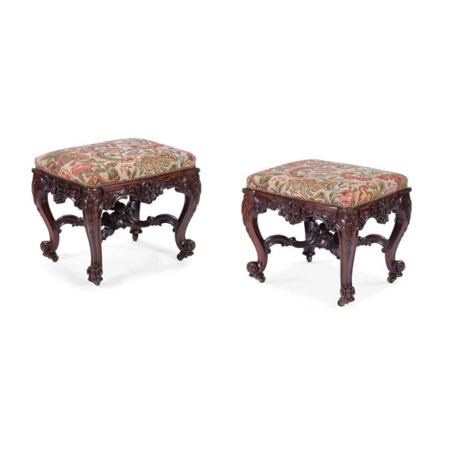 Wood Set of Mahogany Banquette Side Tables, 1890s For Sale - Image 7 of 7