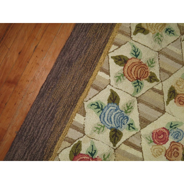 Beige Vintage American Hooked Room Size Rug, 8'3'' X 11'9'' For Sale - Image 8 of 12