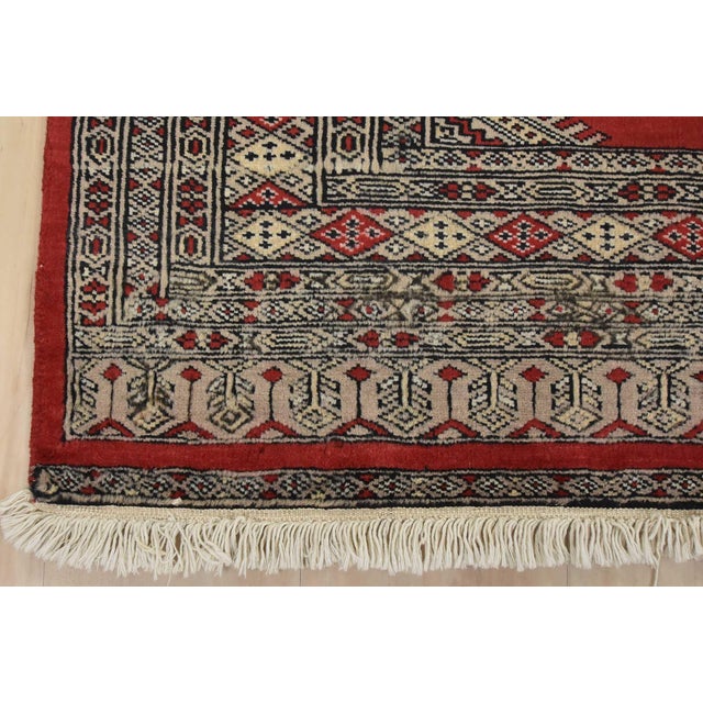 Bokhara Jaldar Rug 4’11” X 7’7” Red Wool Tribal Hand-Knotted Oriental Carpet For Sale - Image 9 of 12