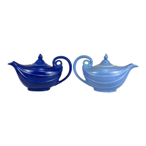 Mid-Century Hollywood Regency Magic Genie Blue Teapot - A Pair