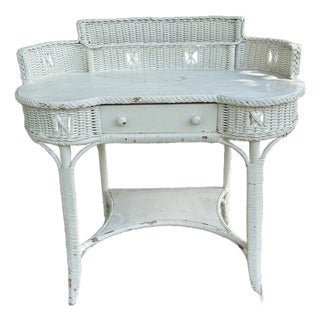 White Wicker Desk For Sale