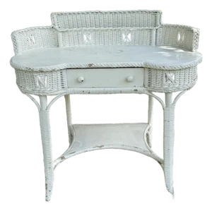 White Wicker Desk