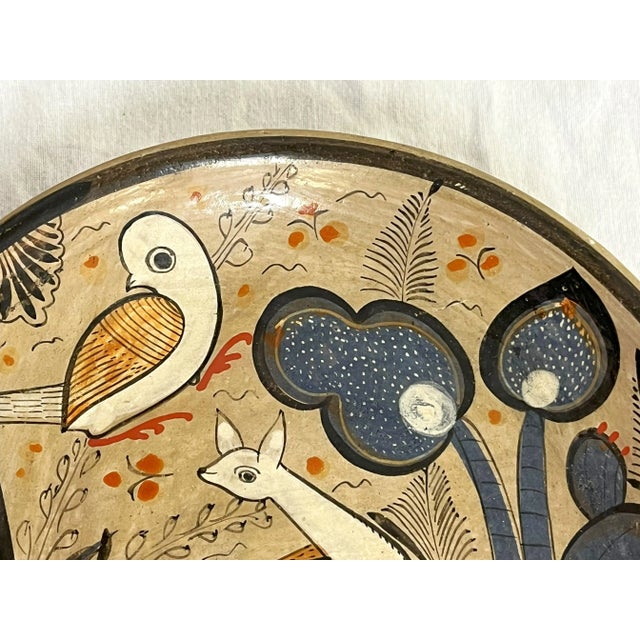Vintage Mexican Hand Painted Folk Art Pottery Footed Dish For Sale - Image 10 of 12
