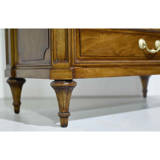 Mid Century French Regency Burled Walnut 9-Drawer Highboy With Brass Hardware by Karges Indiana For Sale - Image 13 of 16