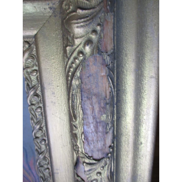 Vintage Signed Oil on Canvas Board Persian Cat on Pillow in Antique Frame 30x26 For Sale - Image 12 of 12