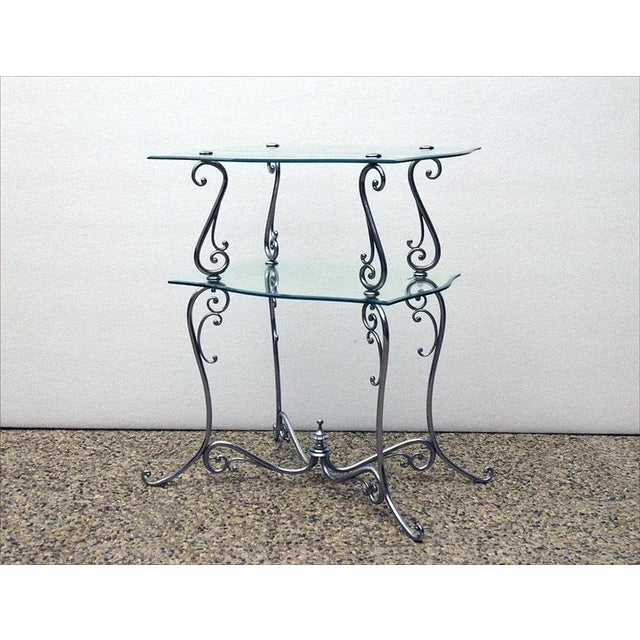 Mid-Century 2-Tier Coffee Table in Chromed Brass and Crystal For Sale - Image 12 of 12