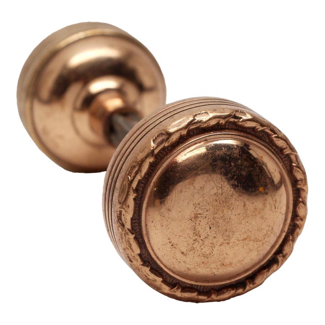 Polished Brass Pair of Entry Concentric Door Knobs For Sale