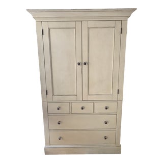 Pottery Barn Charlotte Armoire in Antique White For Sale