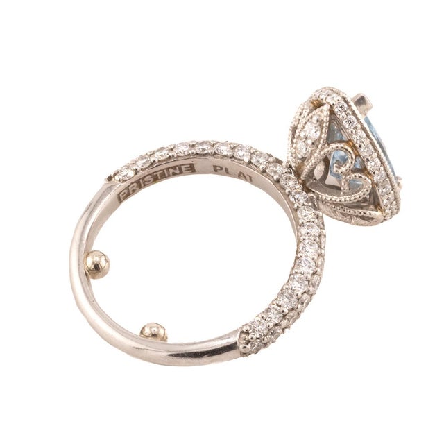 Contemporary Late 20th Century Pristine Aquamarine Ring, Size 5 For Sale - Image 3 of 5