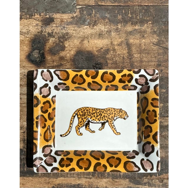 Ceramic Vintage French Patricia Derouboix Limoges Cheetah Ceramic Tray For Sale - Image 7 of 12