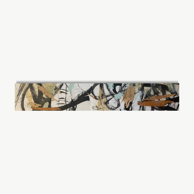 Abstract Christiane Corcelle "Whispers of the Forest 6" Mixed Media on Canvas, Tall Narrow Abstract Painting in Black, Sage and Ochre, 2024 For Sale - Image 3 of 10