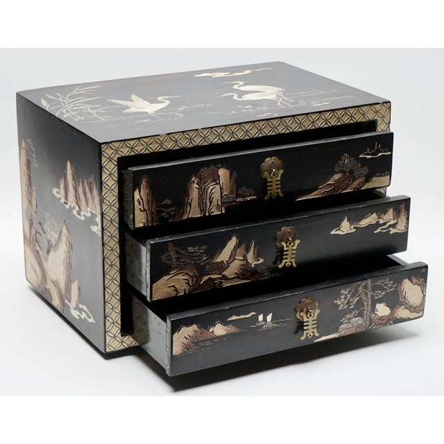 Vintage Asian Hand Carve Jewelry Box For Sale - Image 4 of 10