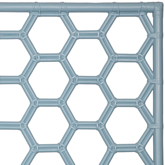 Coastal Honeycomb Headboard King, Pool Blue For Sale - Image 3 of 3