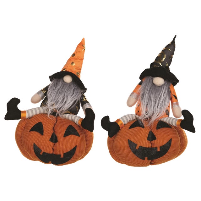 Get into the spooky spirit with this charming Set of Plush Halloween Gnomes with Jack-O'-Lanterns! Standing at 14 inches...
