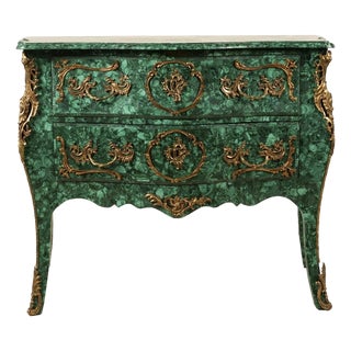 Louis XV Style Malachite & Ormolu Mounted Chest of Drawers Commode For Sale