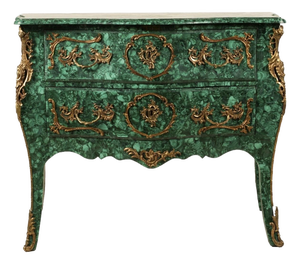 Louis XV Style Malachite & Ormolu Mounted Chest of Drawers Commode