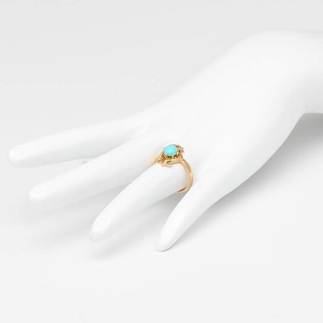 1960s 14KY Turquoise Double Serpent Ring For Sale - Image 5 of 5
