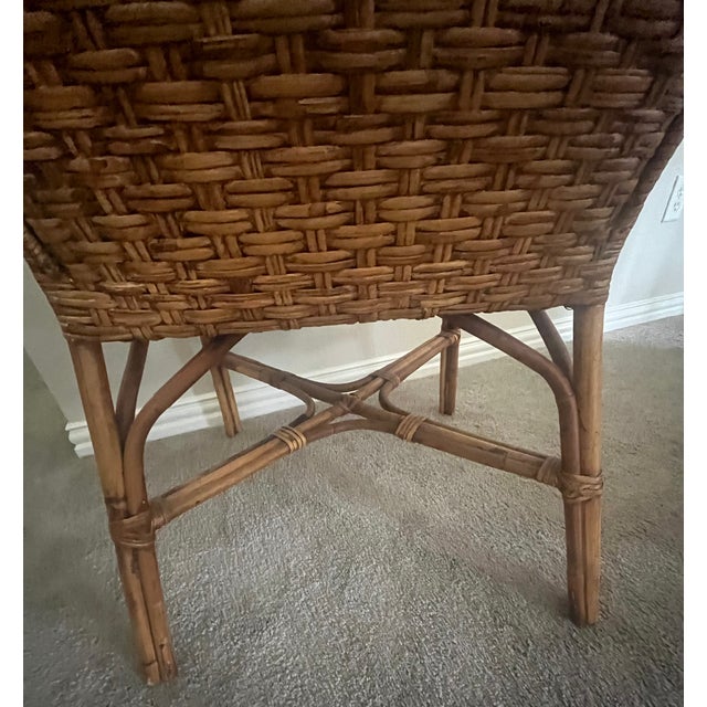 1990s Woven Wicker and Rattan Arm Chair For Sale - Image 4 of 10