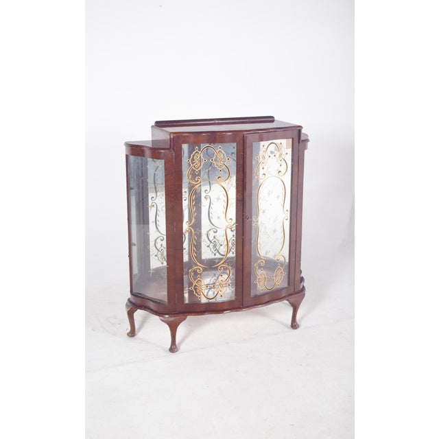 Portuguese Showcase Cabinet with Gold-Plated Glass For Sale - Image 6 of 10