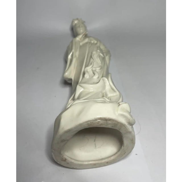 Early 20th Century Early 20th Century Blanc De Chine Porcelain Figure of a Lady Holding a Fan, 10″ - Dehua For Sale - Image 5 of 7
