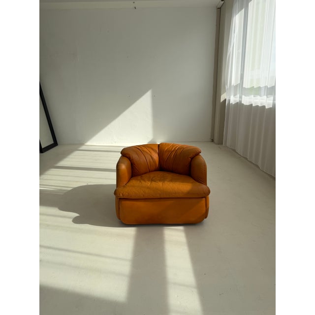 Saporiti Italia Vintage Italian Cognac Leather Confidential Lounge Chair by Alberto Rosselli for Saporiti, 1970s For Sale - Image 4 of 18