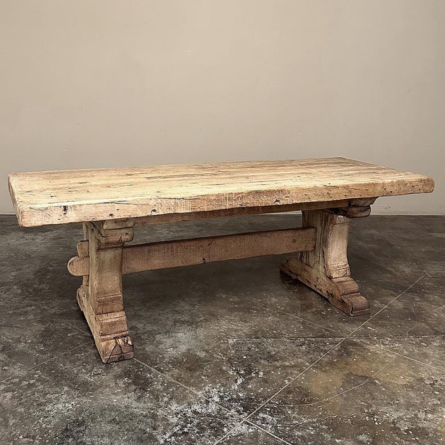 Grand Rustic Trestle Dining Table in Solid Oak With 2 Leaves | Chairish