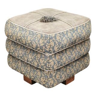 Art Deco Czech Upholstered Walnut Ottoman, 1930s For Sale