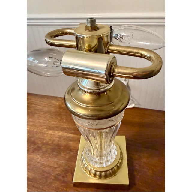 Mid 20th Century Crystal Hollywood Regency Boudoir Lamp For Sale - Image 5 of 12