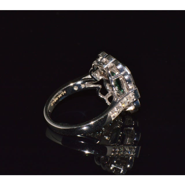 Gia Certified 2.53ct Natural Zambian Emerald & Diamond Halo Milgrain 18k White Gold Ring, Size 5 For Sale - Image 11 of 16