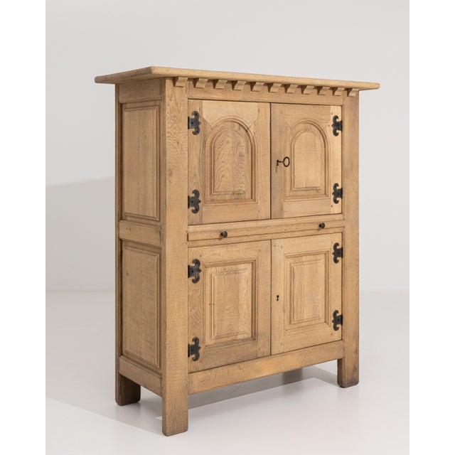 Oak Brutalist Cabinet France 1970s For Sale - Image 9 of 13