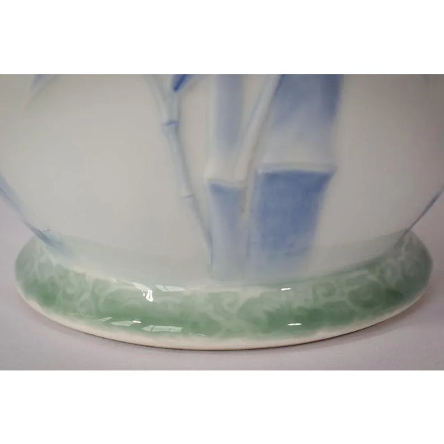 Vintage Japanese Blue Porcelain Vase For Sale - Image 4 of 11