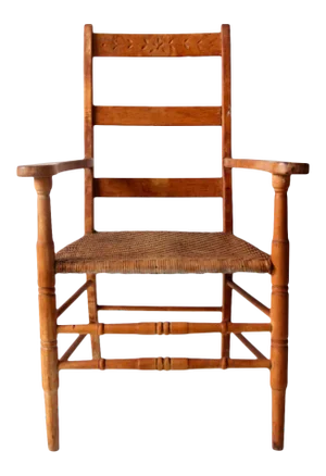 Vintage Woven Seat Arm Chair