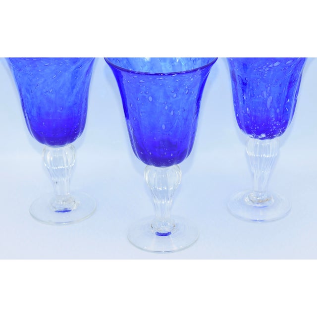Val De Pome Saba Cobalt Blue Wine Goblets, Christophe Saba Biot Seeded Stemware This Absolutely Gorgeous, Collectible And...
