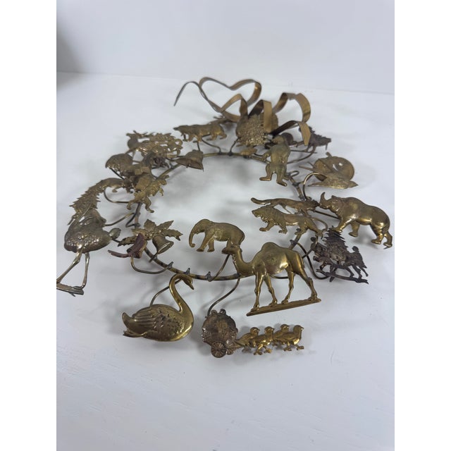 Vintage Dresden Style Brass All Holiday Animal Wreath For Sale In Portland, OR - Image 6 of 8
