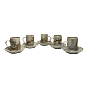 Vintage 1970's Collectible Swiss Langenthal Espresso Cups With Saucers Set- 10 Pieces