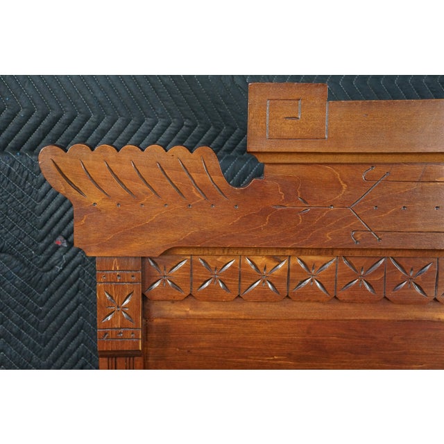 Antique 19th Century Victorian Eastlake Carved Oak Queen Size Bed Frame For Sale - Image 12 of 18