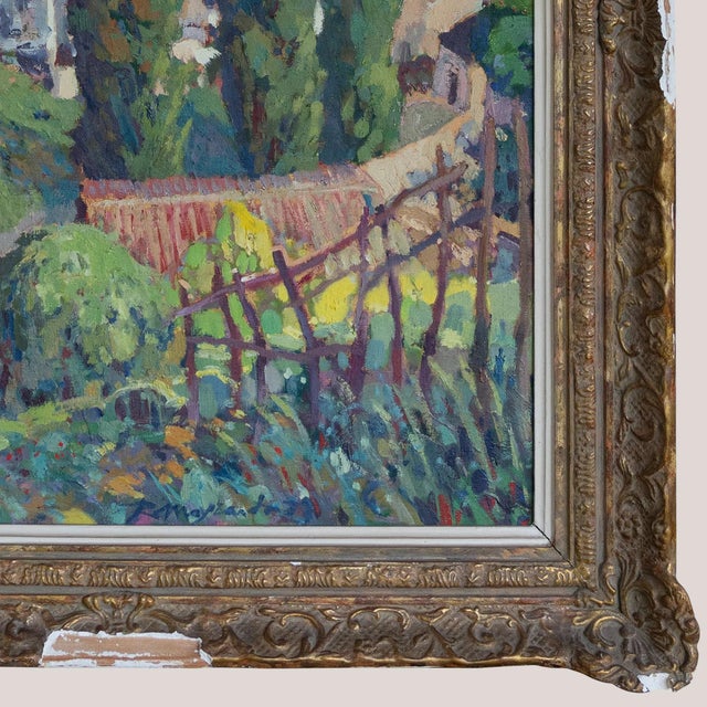Ramón Moscardó, Mediterranean Village Scene, Original Oil on Canvas, 1980s For Sale - Image 3 of 6