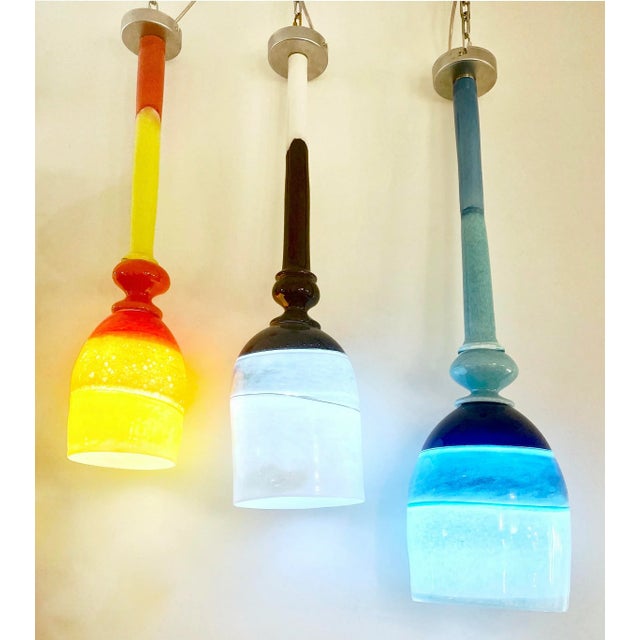 Black Contemporary Bespoke Italian Organic Black White Grey Murano Glass Pendant Light For Sale - Image 8 of 9