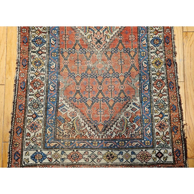 Terra Cotta Antique Malayer Runner Rug, Hand-Knotted Wool, Geometric Pattern, 3x16, Terracotta & Ivory For Sale - Image 8 of 18