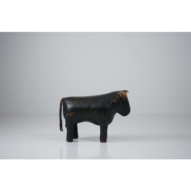 Mid-Century Modern Leather Bull Stool by Dimitri Omersa for Valenti, 1965 For Sale - Image 3 of 17