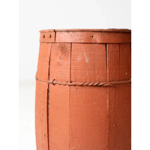 Wood Antique Red Barrel For Sale - Image 7 of 13