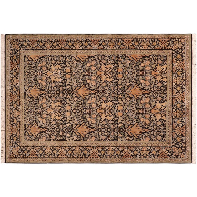 Black Art Nouveau 1990's Pak-Persian Black/Green Wool Rug - 6'3'' X 8'0'' For Sale - Image 8 of 9