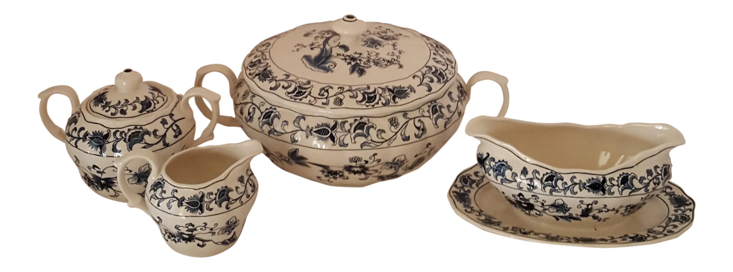 Vintage Nikko Japan Double Phoenix Ming Tree Blue Pattern Six