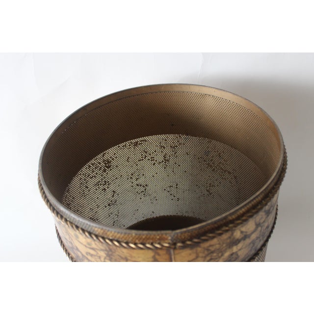 Mid Century Italian Gilded Stool With Storage Rope Detail For Sale - Image 11 of 12