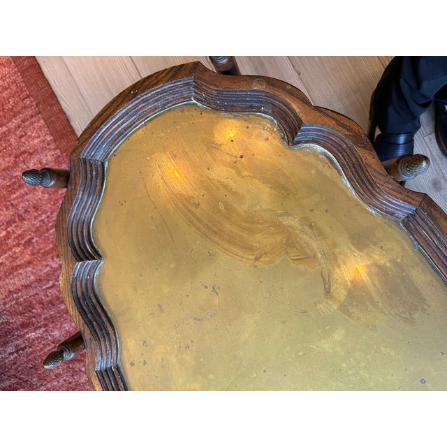 Brass Vintage Brass-Top Coffee/Accent Table Moroccan-Esque For Sale - Image 8 of 9