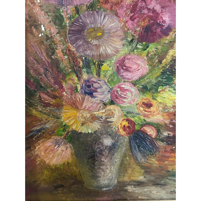 R Poirot, Bouquet, 1950s, Oil on Canvas For Sale - Image 11 of 16