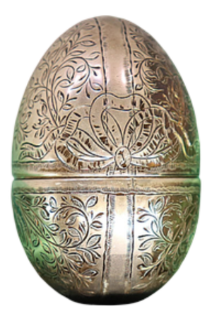 Silver Egg with Engraved Floral Motifs