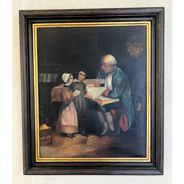 American Primitave School Oil Painting on Canvas, 19th Century For Sale - Image 9 of 12